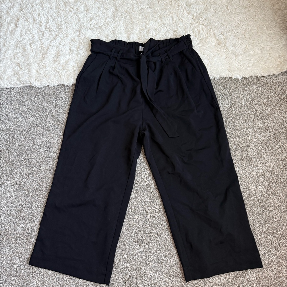 POPSUGAR Black Tie-Waist Wide Leg Pants
